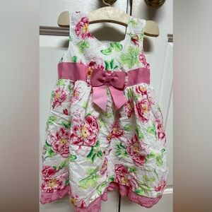 Blueberi Boulevard Baby Girl Floral Dress - Pink/White - Size 24M. EUC
